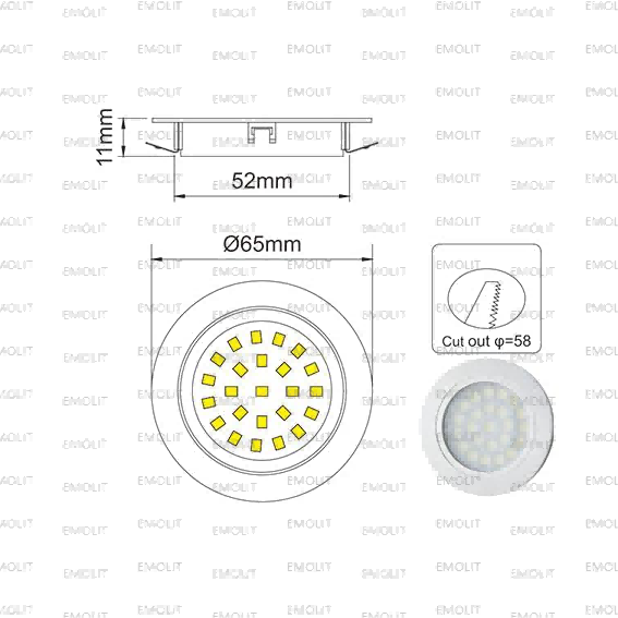 Spring Clip Stainless Steel Housing CCT Spot Recessed LED Furniture Cabinet Lamp CE Approval 1