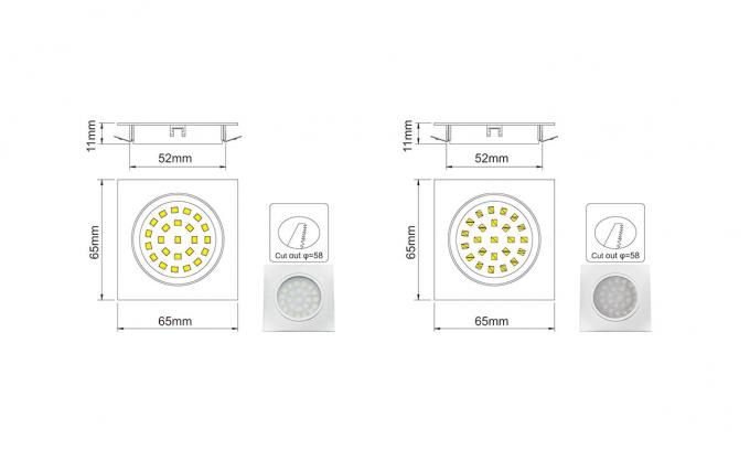 Flat Aluminium Square Housing CCT LED Rcessed Furniture Cabinet Lamp CE Approval 1