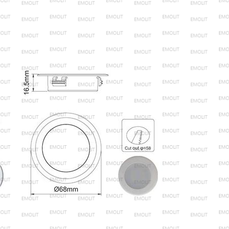 Spring Clip Recesseed High Voltage IP44 Round LED Furniture Cabinet Lamp CE Approval 1