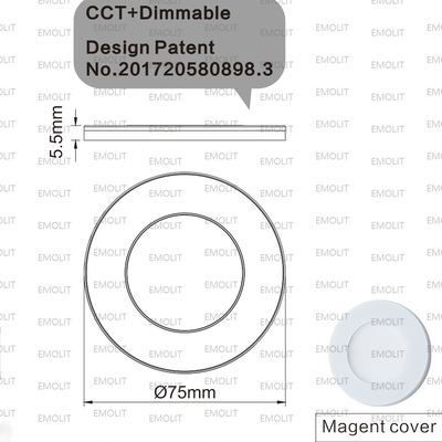 Super Flat CCT and Dimmable Round LED Furniture Cabinet Lamp Magnet Cover CE Approval