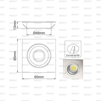 Halogen Lamp Square Housing Glass Cover Recessed COB Furniture Cabinet Lamp CE Approval