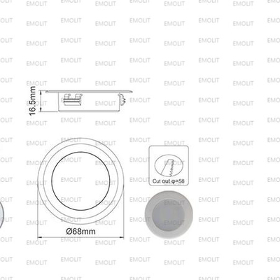 Spring Clip Recesseed High Voltage IP44 Round LED Furniture Cabinet Lamp CE Approval